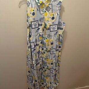 Sleeveless Blue and Yellow fun summer maxi dress